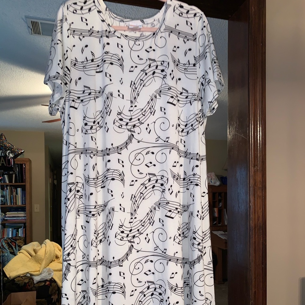 White Dress with Black Music Notes